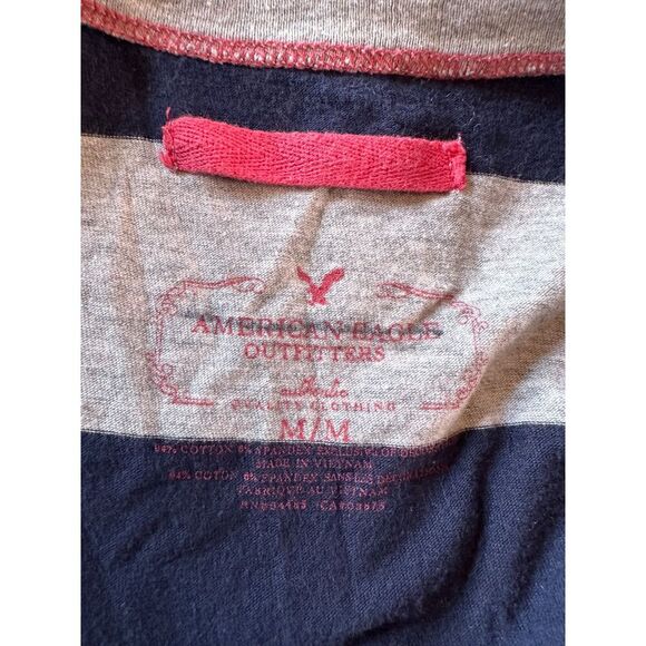 Y2K American Eagle Blue Gray Striped Waist Tie Dress Size Medium - Picture 7 of 7